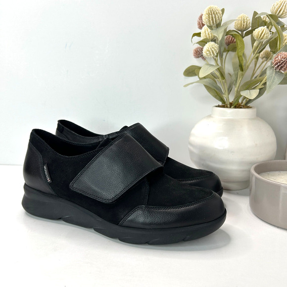 Mephisto Air-Jet Colombe Monk Strap Leather/Suede Shoes Black Women 8 Tried On - Picture 1 of 10